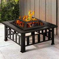 Thumbnail for Fire Pit BBQ Table Grill Outdoor Garden Wood Burning Fireplace Stove