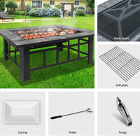 Thumbnail for Fire Pit BBQ Grill Stove Table Ice Pits Patio Fireplace Heater 3 IN 1