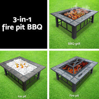 Thumbnail for Fire Pit BBQ Grill Stove Table Ice Pits Patio Fireplace Heater 3 IN 1