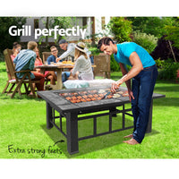 Thumbnail for Fire Pit BBQ Grill Stove Table Ice Pits Patio Fireplace Heater 3 IN 1