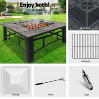 Thumbnail for Fire Pit BBQ Grill Smoker Table Outdoor Garden Ice Pits Wood Firepit