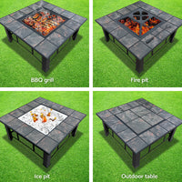 Thumbnail for Fire Pit BBQ Grill Smoker Table Outdoor Garden Ice Pits Wood Firepit