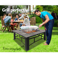 Thumbnail for Fire Pit BBQ Grill Smoker Table Outdoor Garden Ice Pits Wood Firepit