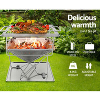 Thumbnail for Grillz Camping Fire Pit BBQ Portable Folding Stainless Steel Stove Outdoor Pits