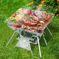 Thumbnail for Grillz Camping Fire Pit BBQ 2-in-1 Grill Smoker Outdoor Portable Stainless Steel