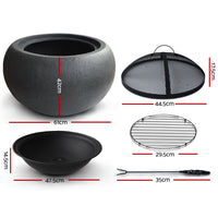 Thumbnail for Grillz Outdoor Portable Fire Pit Bowl Wood Burning Patio Oven Heater Fireplace