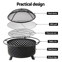 Thumbnail for Fire Pit BBQ Grill Smoker Portable Outdoor Fireplace Patio Heater Pits 30