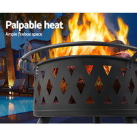 Thumbnail for Fire Pit BBQ Charcoal Grill Ring Portable Outdoor Kitchen Fireplace 32