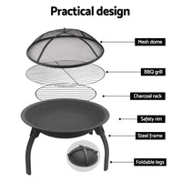 Thumbnail for Fire Pit BBQ Charcoal Smoker Portable Outdoor Camping Pits Patio Fireplace 22