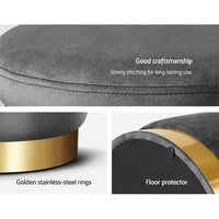 Thumbnail for Artiss Ottoman Foot Stool with Storage Round Velvet Foot Rest Pouffe Footstool