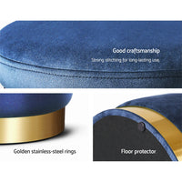 Thumbnail for Artiss Foot Stool Round Velvet Storage Ottoman Foot Rest Pouffe Footstool Navy