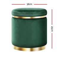 Thumbnail for Artiss Ottoman Round Velvet Foot Stool Foot Rest Pouffe Padded Seat Pouf Green