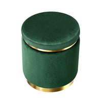 Thumbnail for Artiss Ottoman Round Velvet Foot Stool Foot Rest Pouffe Padded Seat Pouf Green