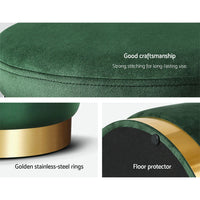 Thumbnail for Artiss Ottoman Round Velvet Foot Stool Foot Rest Pouffe Padded Seat Pouf Green