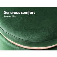 Thumbnail for Artiss Ottoman Round Velvet Foot Stool Foot Rest Pouffe Padded Seat Pouf Green