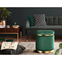 Thumbnail for Artiss Ottoman Round Velvet Foot Stool Foot Rest Pouffe Padded Seat Pouf Green