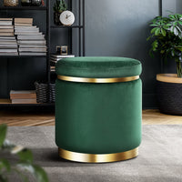 Thumbnail for Artiss Ottoman Round Velvet Foot Stool Foot Rest Pouffe Padded Seat Pouf Green