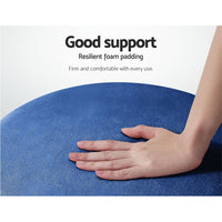 Thumbnail for Artiss Foot Stool Round Velvet Ottoman Foot Rest Pouf Padded Seat Footstool Navy