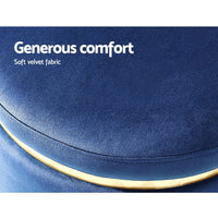 Thumbnail for Artiss Foot Stool Round Velvet Ottoman Foot Rest Pouf Padded Seat Footstool Navy