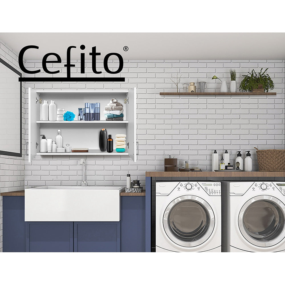 Cefito Wall Cabinet Storage Bathroom Kitchen Bedroom Cupboard Organiser White