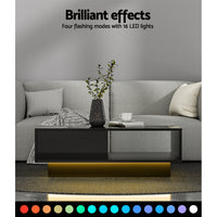 Thumbnail for Artiss Coffee Table Led Lights Black