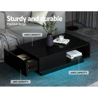 Thumbnail for Artiss Coffee Table Led Lights Black