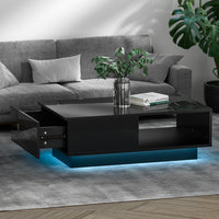 Thumbnail for Artiss Coffee Table Led Lights Black