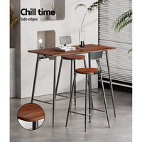 Thumbnail for Artiss Bar Table Industrial Dining Desk High Wood Kitchen Shelf Wooden Cafe Pub