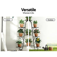 Thumbnail for Artiss Plant Stand Outdoor Indoor Metal Flower Pots Rack Corner Shelf Black