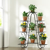 Thumbnail for Artiss Plant Stand Outdoor Indoor Metal Flower Pots Rack Corner Shelf Black