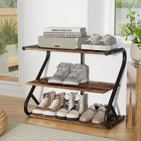 Thumbnail for Artiss Shoe Rack Storage Shelves Organiser 3 Tiers Shoe Stand Industrial Black