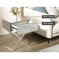 Thumbnail for Artiss Mirrored Bedside Table Drawers Side Table Storage Nightstand Silver MOCO