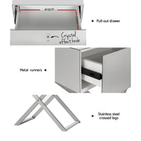 Thumbnail for Artiss Mirrored Bedside Table Drawers Side Table Storage Nightstand Silver MOCO