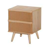 Thumbnail for Artiss Rattan Bedside Table Drawers Side End Table Storage Nightstand Oak NORA