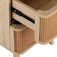 Thumbnail for Artiss Rattan Bedside Table Drawers Side End Table Storage Nightstand Oak NORA