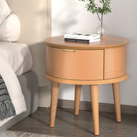 Thumbnail for Artiss Bedside Table Drawers Curved Side End Table Storage Nightstand Oak ENZO