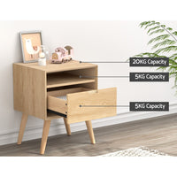 Thumbnail for Artiss Bedside Table Drawers Side Table Shelf Storage Cabinet Nightstand GORR