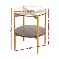 Thumbnail for Artiss Coffee Table Side Table Laptop Desk Bedside Sofa Glass Table Metal Frame