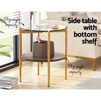 Thumbnail for Artiss Coffee Table Side Table Laptop Desk Bedside Sofa Glass Table Metal Frame