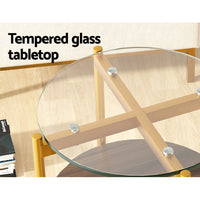 Thumbnail for Artiss Coffee Table Side Table Laptop Desk Bedside Sofa Glass Table Metal Frame