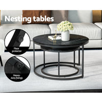 Thumbnail for Artiss Nesting Coffee Table Set of 2 Marble Effect Tika