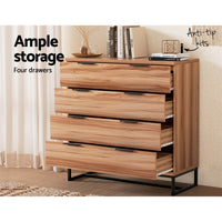 Thumbnail for Artiss 4 Chest of Drawers Cabinet Dresser Table Tallboy Storage Bedroom Rust Oak