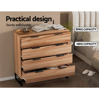 Thumbnail for Artiss 4 Chest of Drawers Cabinet Dresser Table Tallboy Storage Bedroom Rust Oak