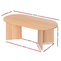 Thumbnail for Artiss Oval Coffee Table Particle Board Wooden Living Room Table 110CM