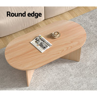 Thumbnail for Artiss Oval Coffee Table Particle Board Wooden Living Room Table 110CM