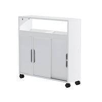 Thumbnail for Artiss Bathroom Storage Cabinet Toilet Caddy Shelf 3 Doors With Wheels White