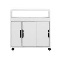 Thumbnail for Artiss Bathroom Storage Cabinet Toilet Caddy Shelf 3 Doors With Wheels White