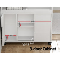 Thumbnail for Artiss Bathroom Storage Cabinet Toilet Caddy Shelf 3 Doors With Wheels White