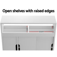 Thumbnail for Artiss Bathroom Storage Cabinet Toilet Caddy Shelf 3 Doors With Wheels White