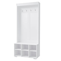 Thumbnail for Artiss Shoe Cabinet Storage Rack Shoe Bench Hall Tree Coat Rack White 180CM